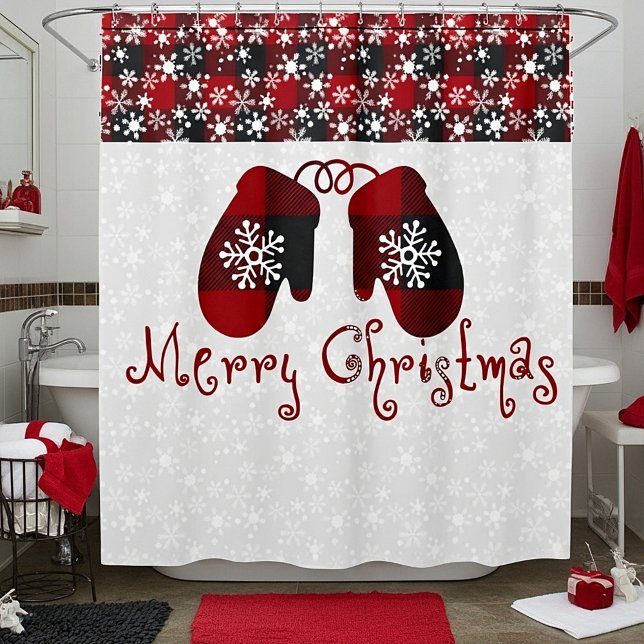 Merry Christmas mittens Shower Curtain (Creator Uploaded)