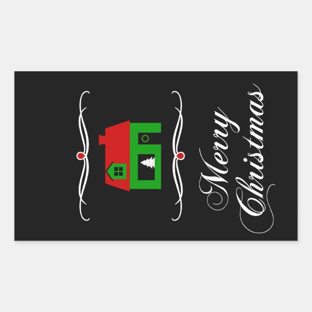 merry christmas (mod home) rectangular sticker (Front)