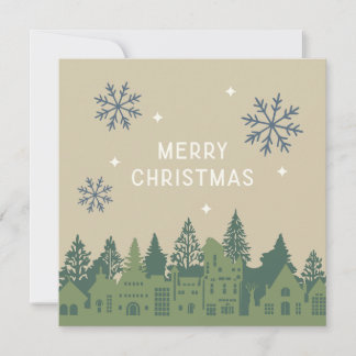Merry Christmas Mod Village Green Holiday Card