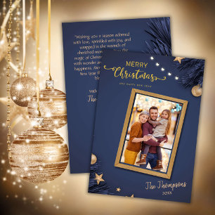 Merry Christmas modern 1 family photo cute simple  Holiday Card