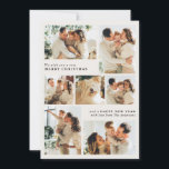 Merry Christmas Modern 7-Photo Collage Holiday Card<br><div class="desc">This festive Christmas card design, available as an instant digital download or as printed cards, features a beautiful photo collage layout, perfect for showcasing joyful family moments during the holiday season. The warmth of the photos is complemented by simple and elegant typography, with "Merry Christmas", "Happy New Year" and your...</div>