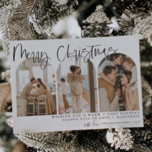 Merry Christmas Modern Arch Photo Holiday Cards