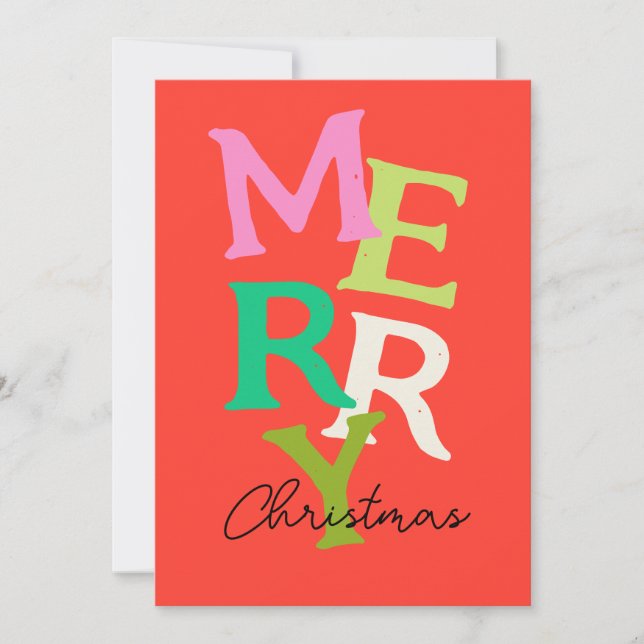 Merry Christmas Modern Bright Holiday Card (Front)