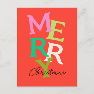 Merry Christmas Modern Bright Holiday Postcard
