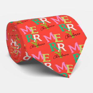 Merry Christmas Modern Bright Holiday Tie