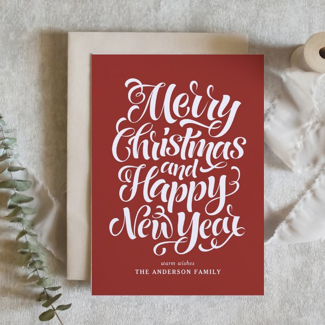Merry Christmas Modern Calligraphy Red Holiday Card (Creator Uploaded)