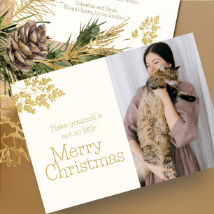 Merry Christmas Modern Cat Photo  Holiday Card