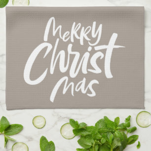 Merry Christmas Modern Christian Religious Elegant Tea Towel