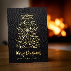 Merry Christmas Modern Christmas Tree Damask