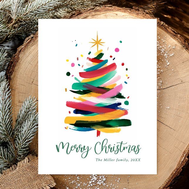 Merry Christmas Modern Colorful Holiday Postcard (Creator Uploaded)