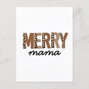 "Merry Christmas" Modern Colour Block Leopard Boho Holiday Postcard