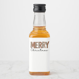 "Merry Christmas" Modern Colour Block Leopard Boho Liquor Bottle Label