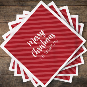 Merry Christmas Modern Cute Festive Red Minimalist Napkin