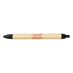 Merry Christmas Modern Design Red & White Black Ink Pen