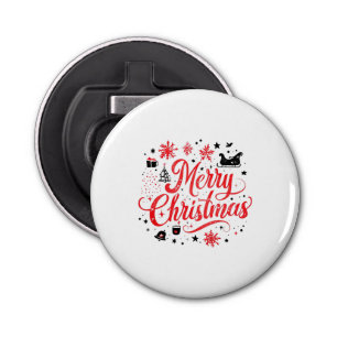 Merry Christmas Modern Design   Red & White Bottle Opener