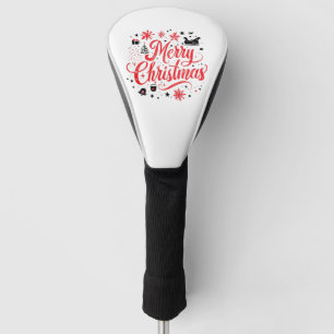 Merry Christmas Modern Design Red & White Golf Head Cover