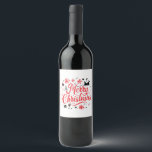 Merry Christmas Modern Design | Red & White Wine Label<br><div class="desc">Merry Christmas Modern Design | Red & White</div>