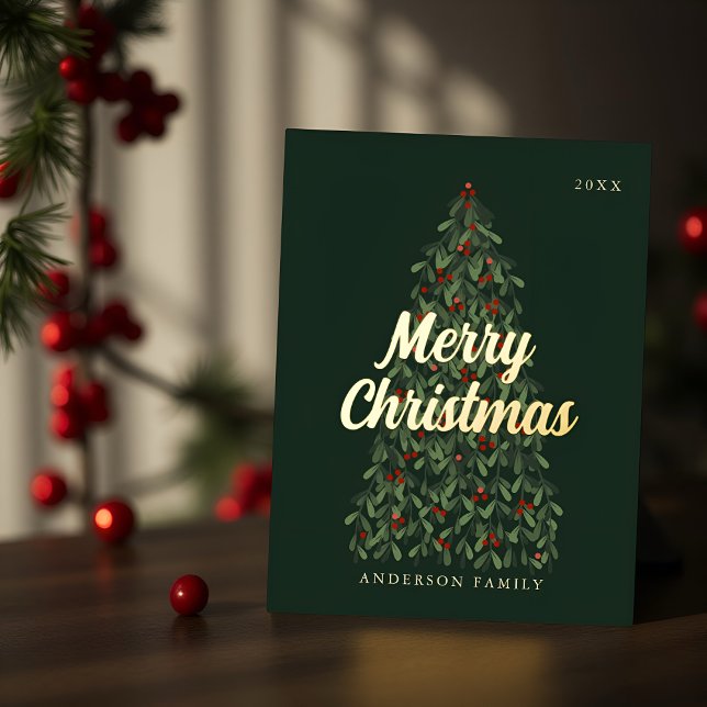 Merry Christmas Modern Elegant Christmas Tree Foil Holiday Postcard (Creator Uploaded)