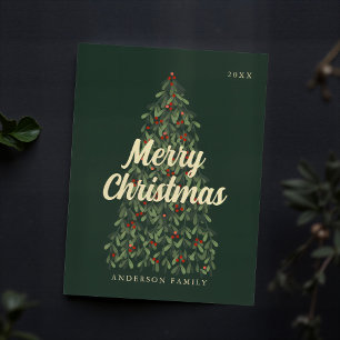 Merry Christmas Modern Elegant Christmas Tree Holiday Postcard