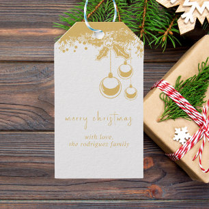 Merry Christmas Modern Elegant Gold and White  Gift Tags