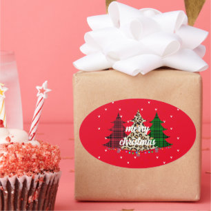 Merry Christmas Modern & Elegant  Oval Sticker