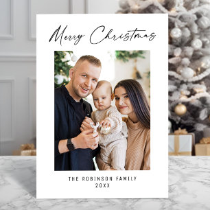 Merry Christmas Modern Elegant Stylish Photo Holiday Card