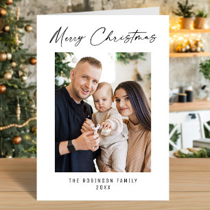 Merry Christmas Modern Elegant Stylish Photo Holiday Card