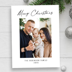Merry Christmas Modern Elegant Stylish Photo Holiday Postcard