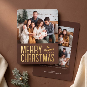 Merry Christmas Modern Family Photo - Brown