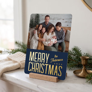 Merry Christmas Modern Family Photo - Navy Blue