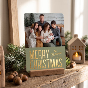 Merry Christmas Modern Family Photo - Sage Green