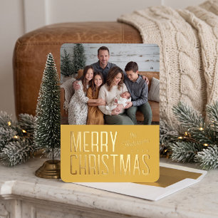 Merry Christmas Modern Family Photo - Yellow