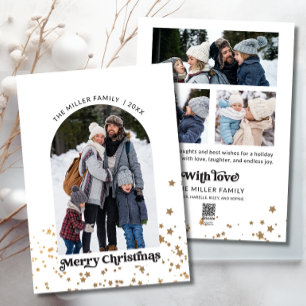 Merry Christmas Modern Four Photo Collage Holiday Card