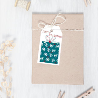 Merry Christmas Modern Fun Red Blue Gift Christmas Tags