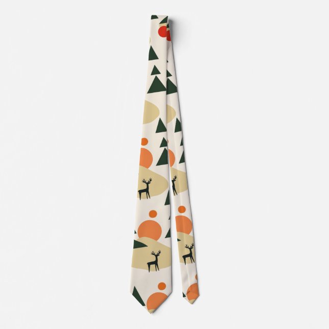 Merry Christmas Modern Geometric Christmas Trees Tie (Front)