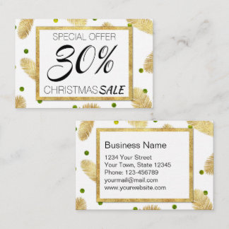 Merry Christmas Modern Gold Glitter Discount Card