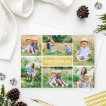 Merry Christmas Modern Gold Photo Collage Holiday Card<br><div class="desc">Simple and modern style Christmas card features six (6) photos,  a custom holiday greeting,  and sleek horizontal stripes on the back side. Gold and white colour scheme. See our collection below for more colour options.</div>