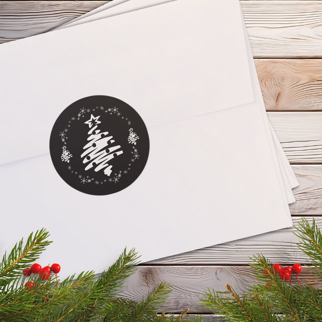 Merry Christmas Modern Holiday Black Envelope Seal (Merry Christmas Modern Holiday Black Envelope Seal)
