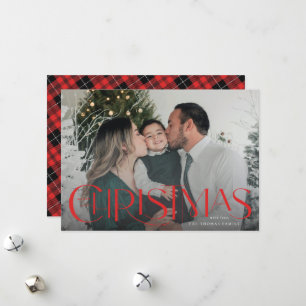 Merry Christmas Modern Landscape Full Bleed Holiday Card