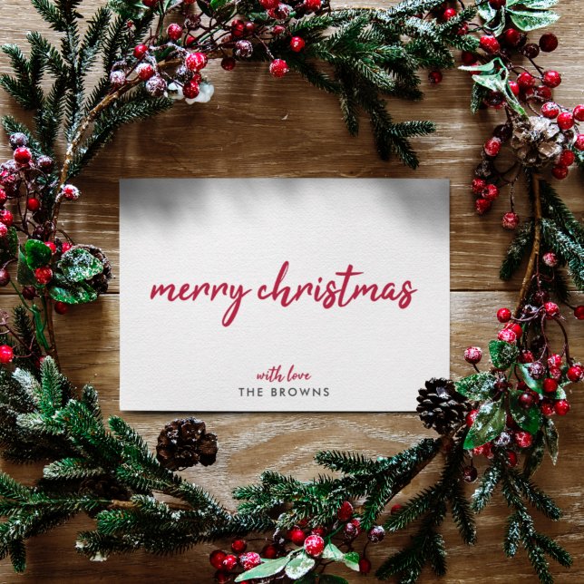 Merry Christmas | Modern Minimalist Red Typography Holiday Card (Share simple festive joy with a modern Merry Christmas card by Guava)