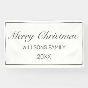 Merry Christmas Modern Minimalist White Black Banner