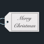 Merry Christmas Modern Minimalist White Black Gift Tags<br><div class="desc">Merry Christmas typography gift tag. Stylish modern minimal white and black design. 
More items are available in this style in our store. You can edit the design further,  change background colour,  fonts and add extra text by clicking "customise further" link.</div>