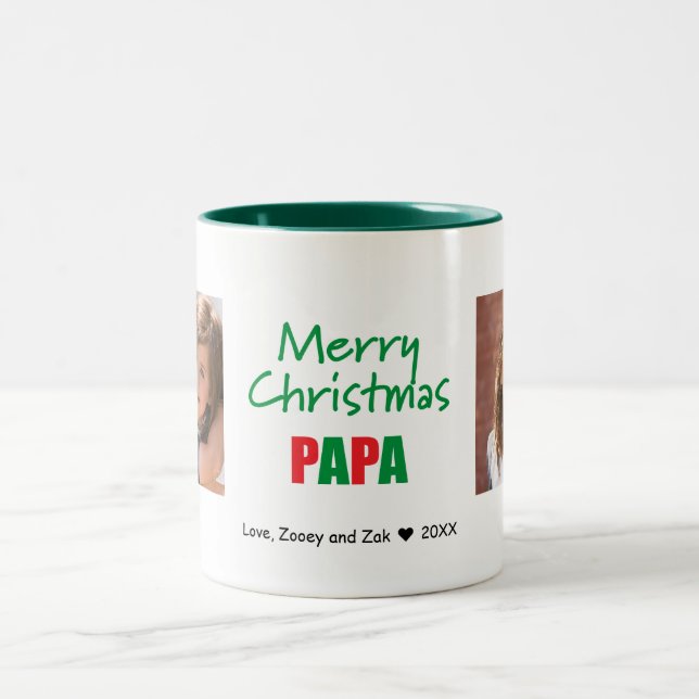 Merry Christmas Modern Papa 2 Photo Mug (Center)