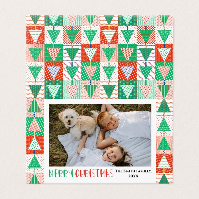 Merry Christmas Modern Patchwork Christmas Trees (Outside Unfolded)