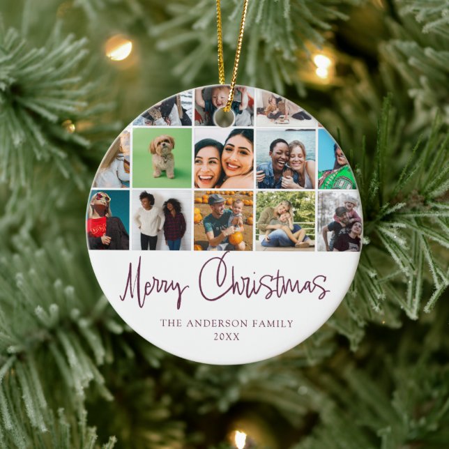 Merry Christmas Modern photo collage   Ceramic Tree Decoration (Tree)
