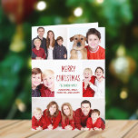 Merry Christmas Modern Photo Collage Red Folded Holiday Card<br><div class="desc">This cute,  trendy folded Merry Christmas card features a modern layout of 5 family photos on a white background with red typography. This beautiful photo holiday card features your own photograph collage surrounding your message and family name in green.</div>