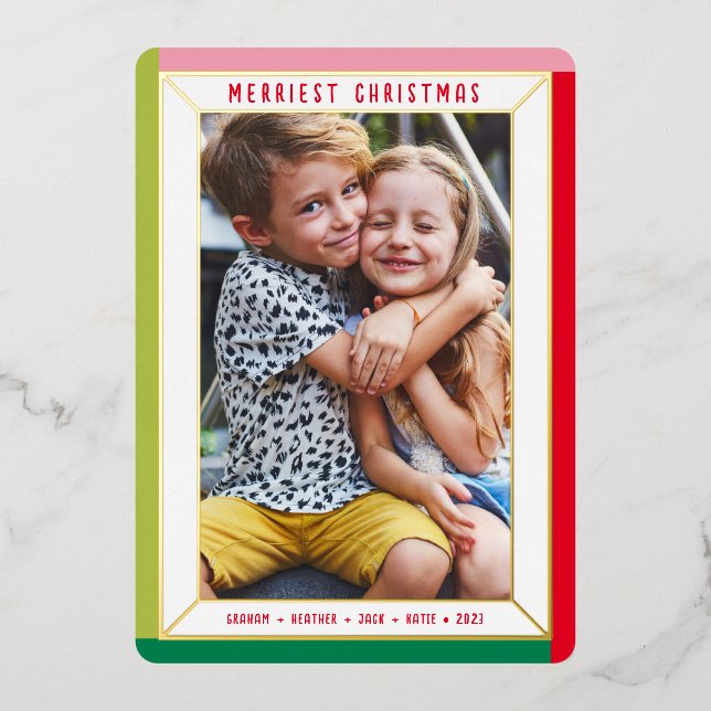 MERRY CHRISTMAS modern photo colour block border (Front)