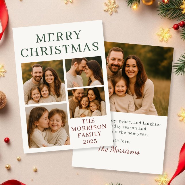 Merry Christmas Modern Photo Elegant Holiday Card (Creator Uploaded)