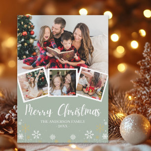 Merry Christmas Modern Photo Family Invitation