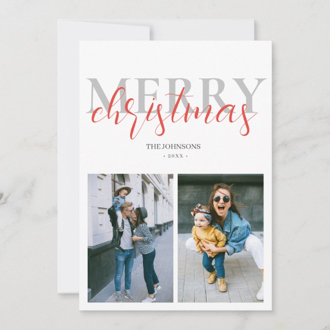Merry Christmas Modern Photo Holiday Card (Front)